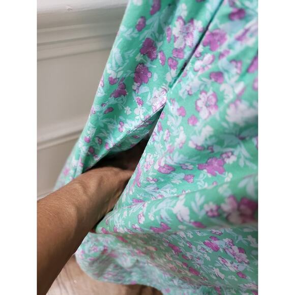 Time and Tru Dress Women Size XXL Green Pink Floral Cotton Ruffle Tiered Casual - Picture 9 of 13